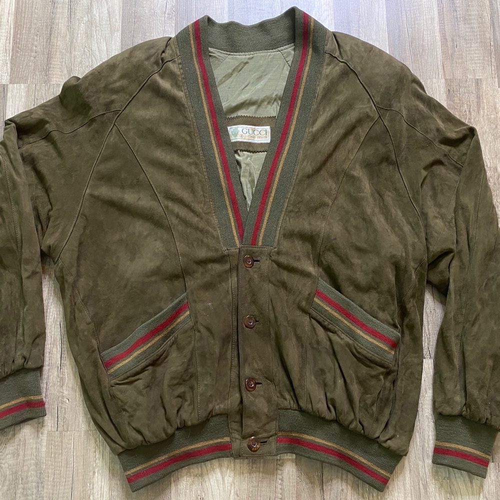 Rare vintage GUCCI Leather suede cardigan jacket